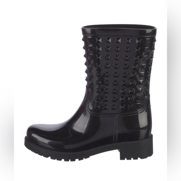 VALENTINO Rock Stud Glossy Rubber Rainboots - Size 9 - Picture 7 of 16